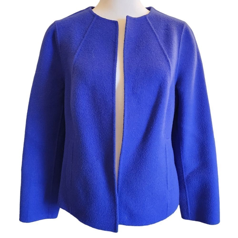 Talbots Blue Open Front Wool Blazer